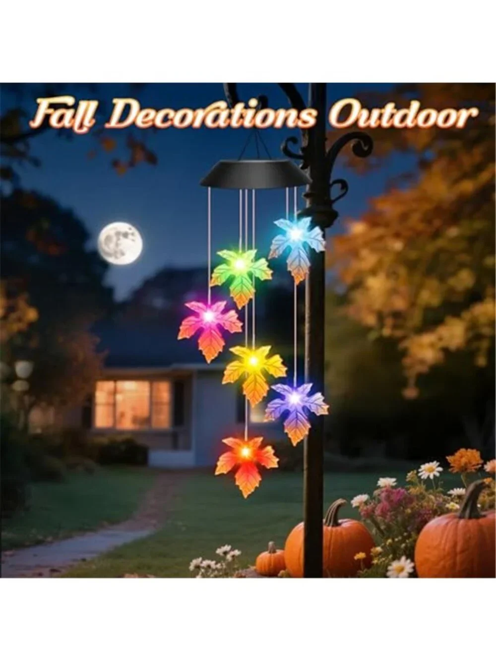 Fall Decor Thanksgiving Decorations Solar Lights Wind Chimes